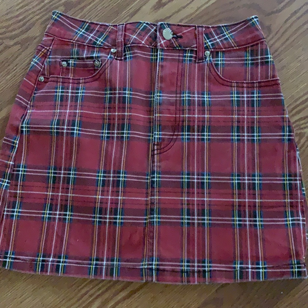 Forever 21 plaid jean skirt size small